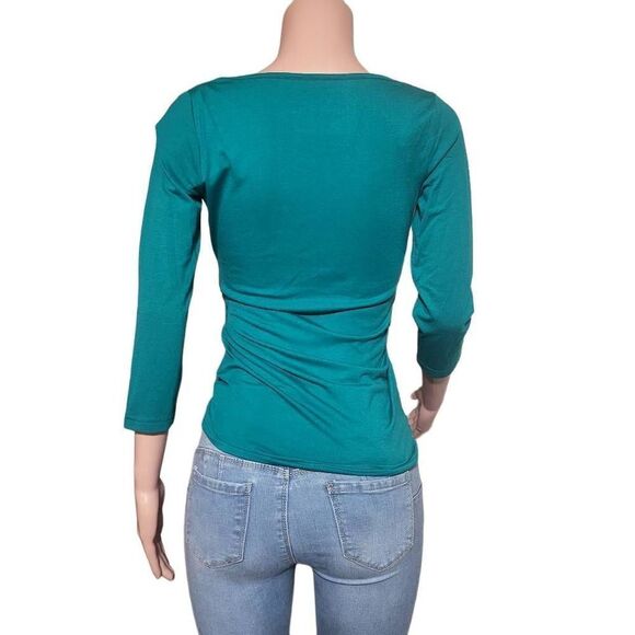 No excuse v-neck teal 3/4 sleeve with belt top 38/40 M - Picture 4 of 5